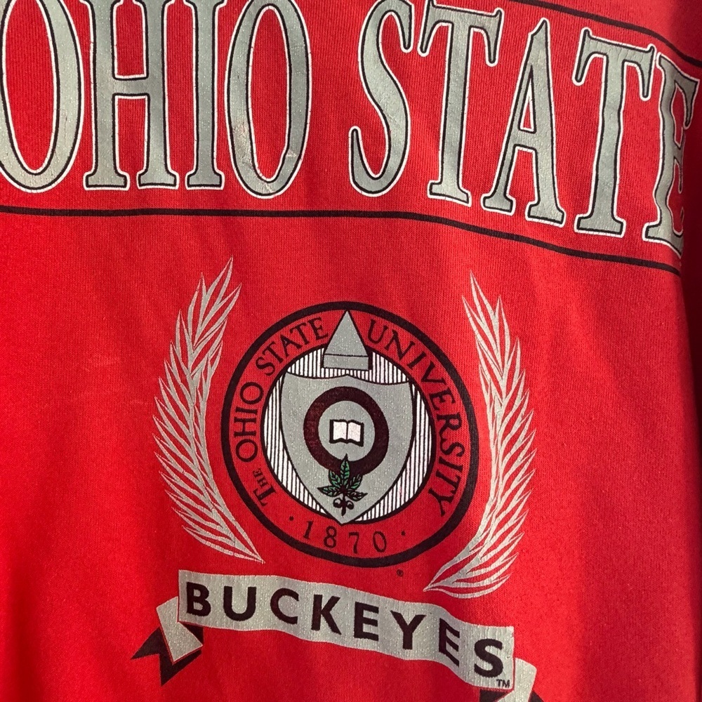 Hanes Vintage Ohio State Buckeyes Red Crewneck Sweatshirt Size Large - Picture 2 of 4